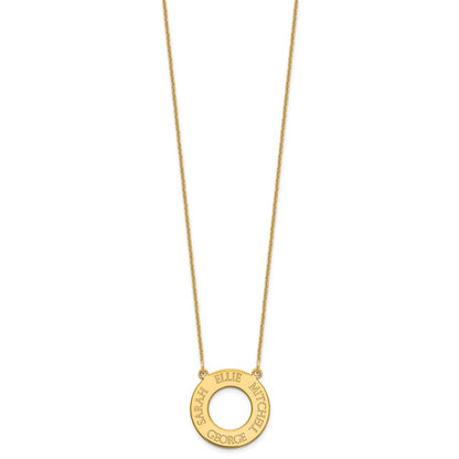 14K Gelbgold Kreis mit 4 Name Halskette