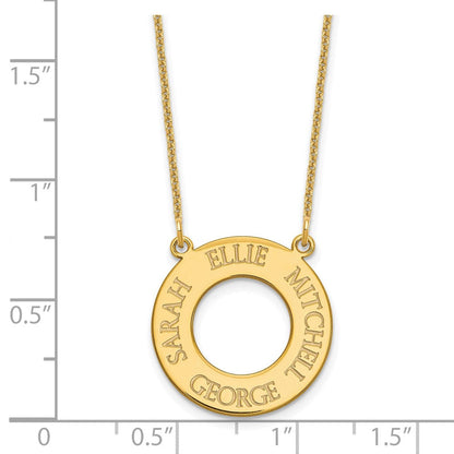 14K Gelbgold Kreis mit 4 Name Halskette
