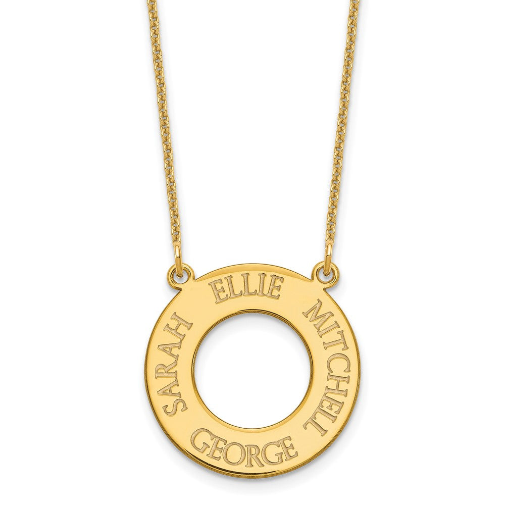 14K Gelbgold Kreis mit 4 Name Halskette
