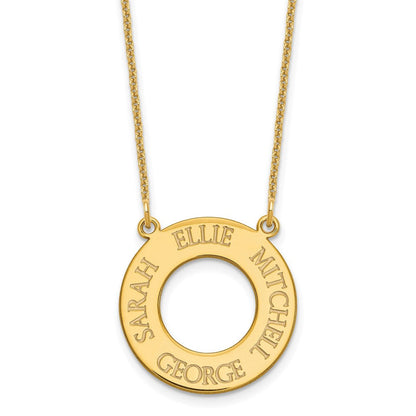 14K Gelbgold Kreis mit 4 Name Halskette