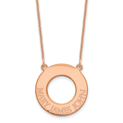 14K Roségold Kreis mit 3 Name Halskette