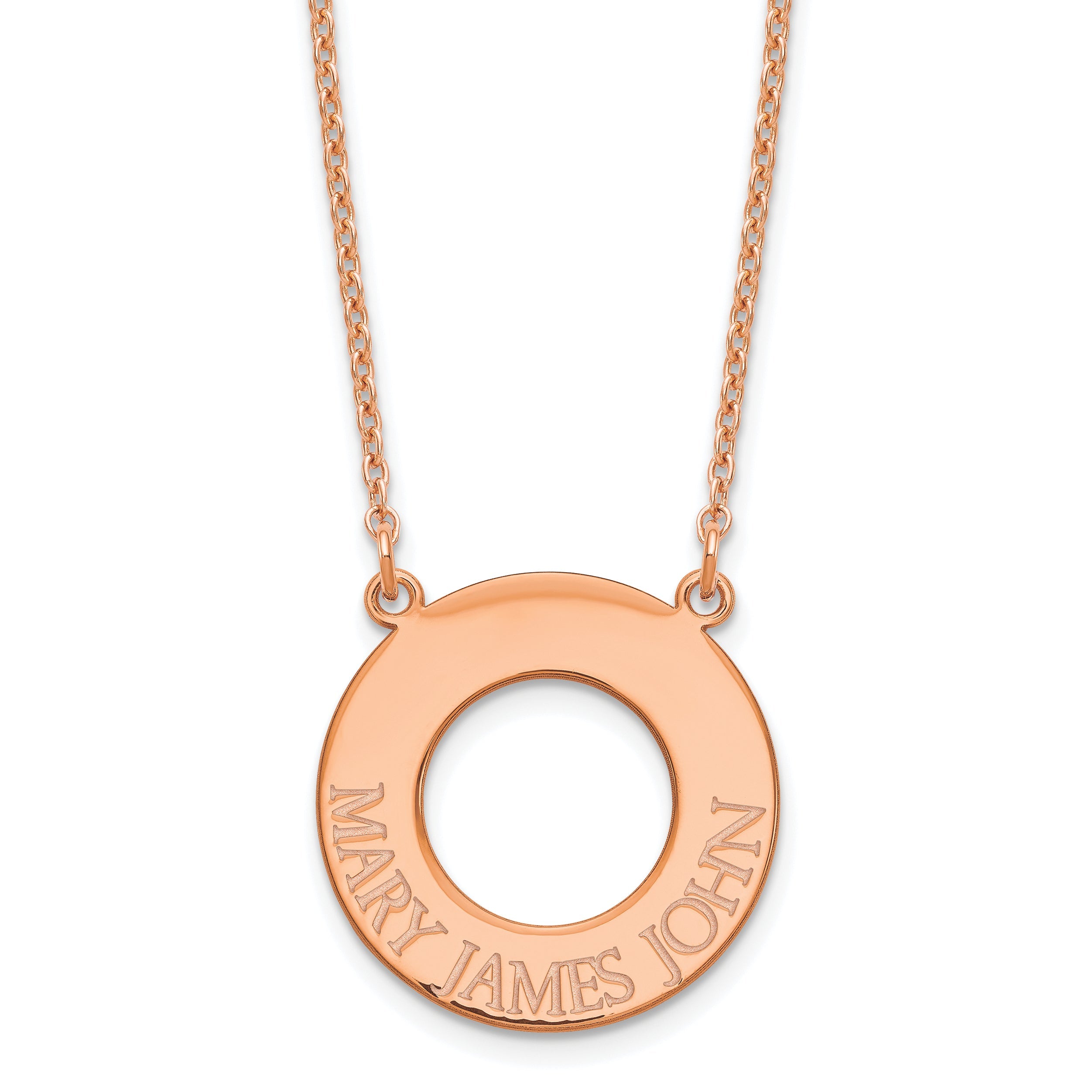 Roségoldbeschichtet Sterlingsilber /rose Kreis mit 3 Name Halskette