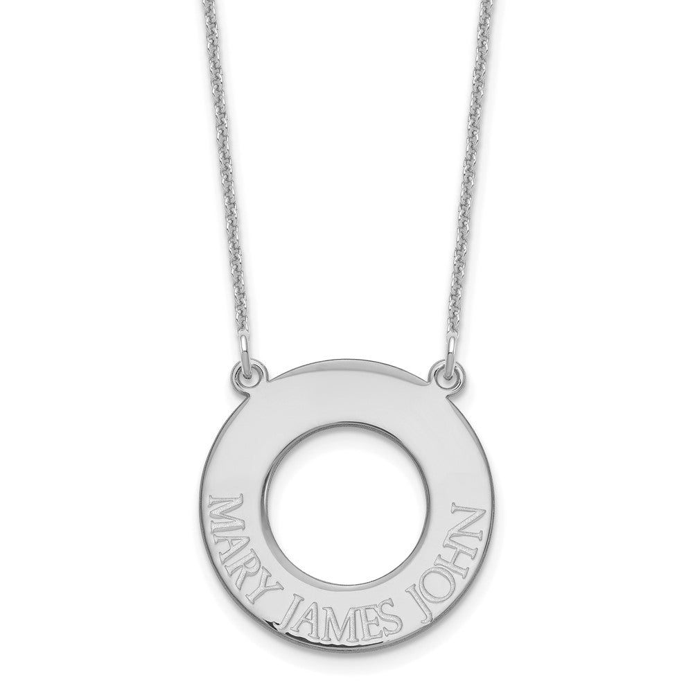 14K Weißgold Kreis mit 3 Name Halskette