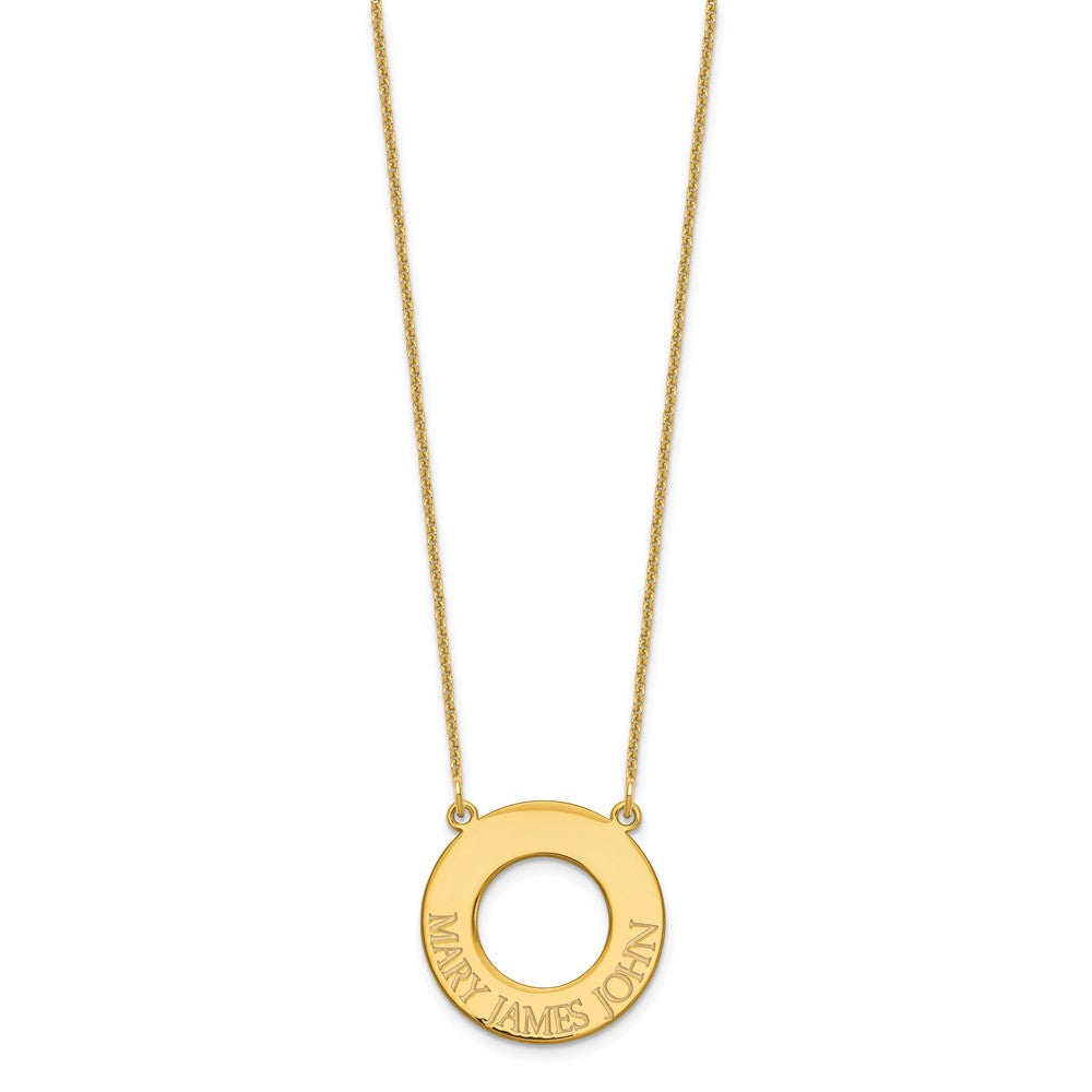 14K Gelbgold Kreis mit 3 Name Halskette