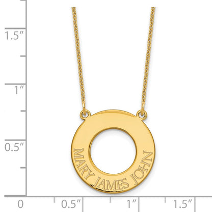 14K Gelbgold Kreis mit 3 Name Halskette