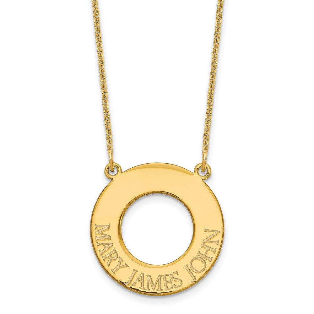 14K Gelbgold Kreis mit 3 Name Halskette