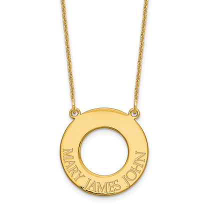 14K Gelbgold Kreis mit 3 Name Halskette