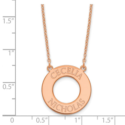 Roségoldbeschichtet Sterlingsilber /rose Kreis mit 2 Name Halskette