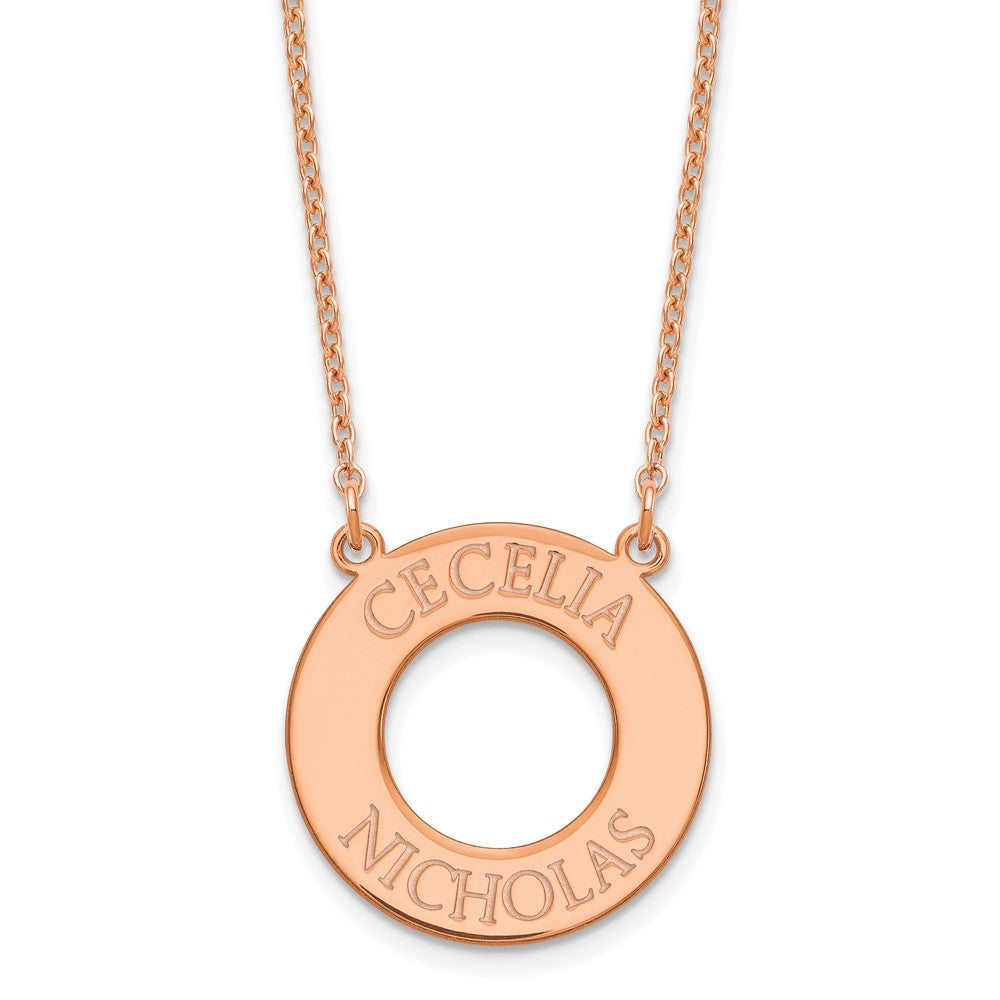 Roségoldbeschichtet Sterlingsilber /rose Kreis mit 2 Name Halskette