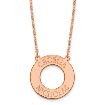 Roségoldbeschichtet Sterlingsilber /rose Kreis mit 2 Name Halskette