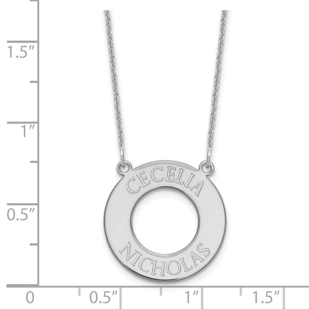 14K Weißgold Kreis mit 2 Name Halskette