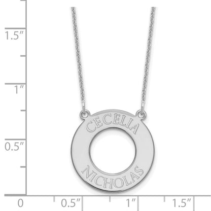 14K Weißgold Kreis mit 2 Name Halskette