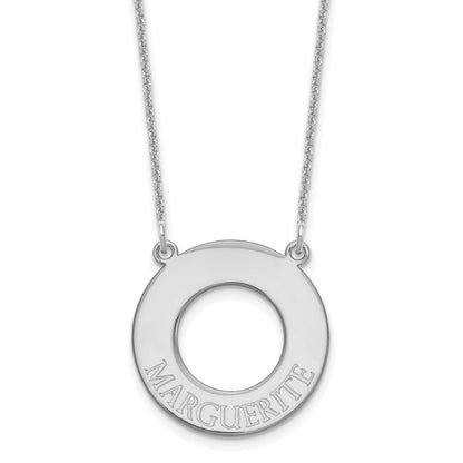 14K Weißgold Kreis mit 1 Name Halskette