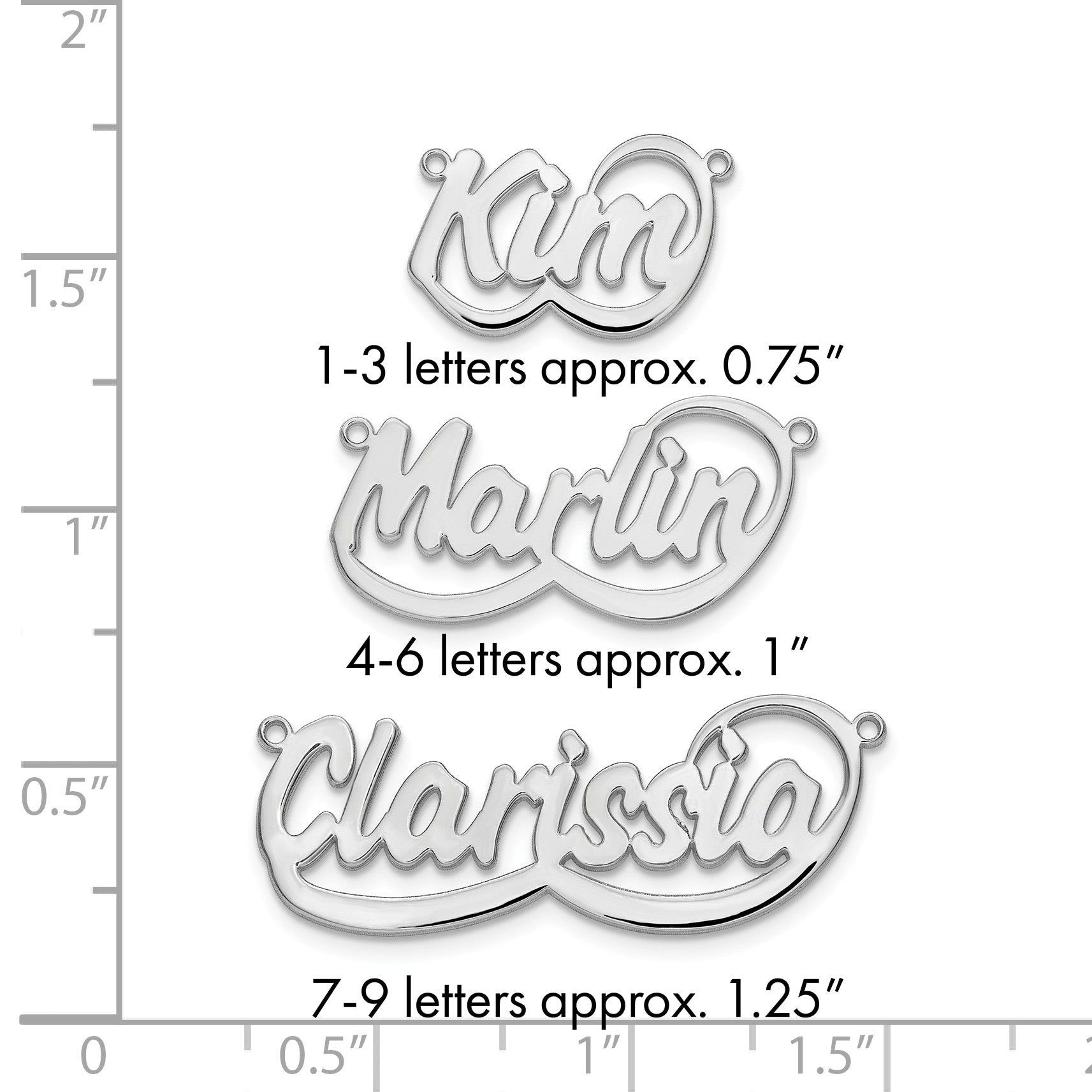 14K Weißgold Swoop Name Platte