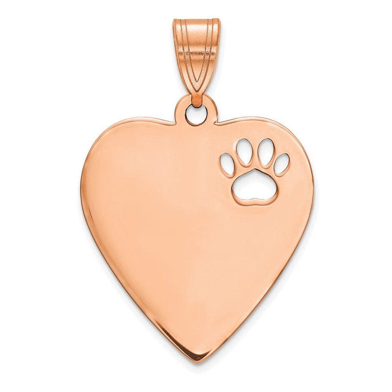 Roségoldbeschichtet Sterlingsilber /gold Herz mit Ausgeschnitten Paw Druck Anhänger