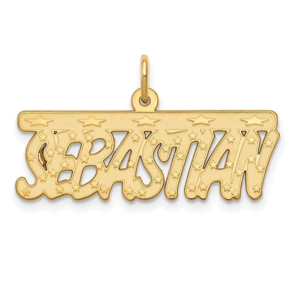 14K Gelbgold Satiniert Sterne Name Platte
