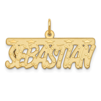 14K Gelbgold Satiniert Sterne Name Platte