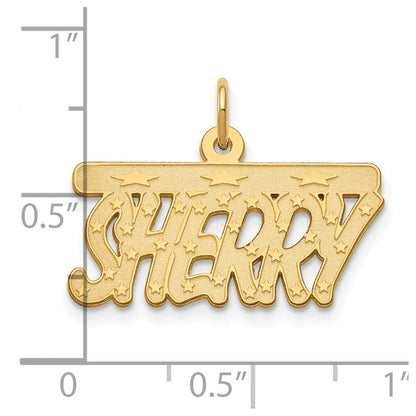 14K Gelbgold Satiniert Sterne Name Platte