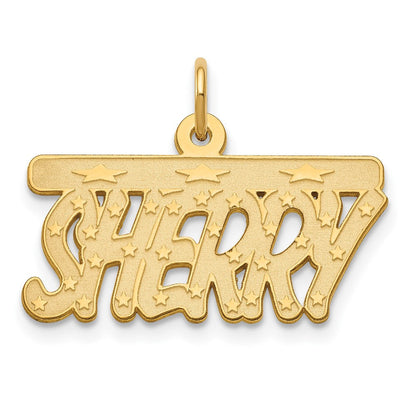 14K Gelbgold Satiniert Sterne Name Platte
