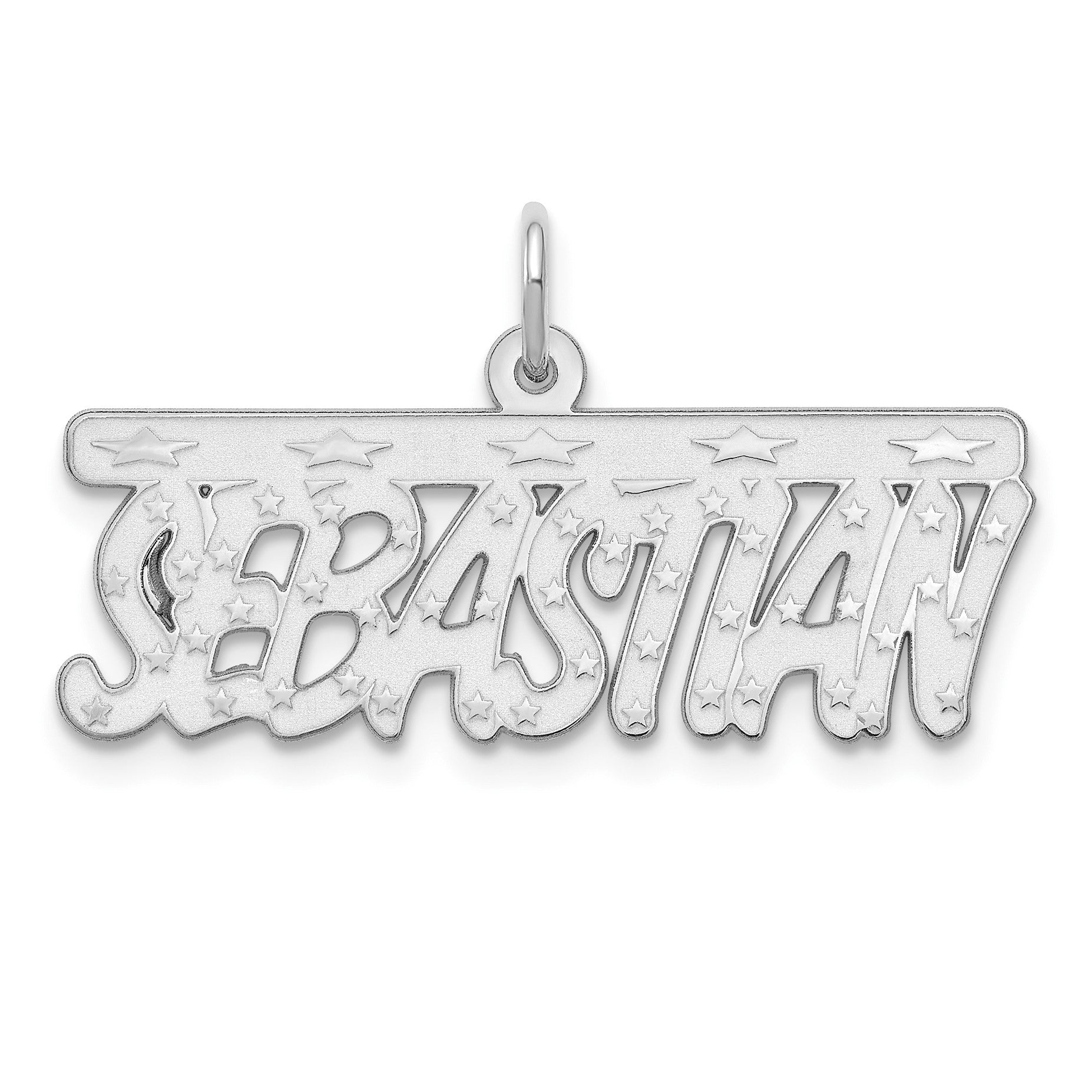 Sterlingsilber Silber/rhodiniert Satiniert Sterne Name Platte