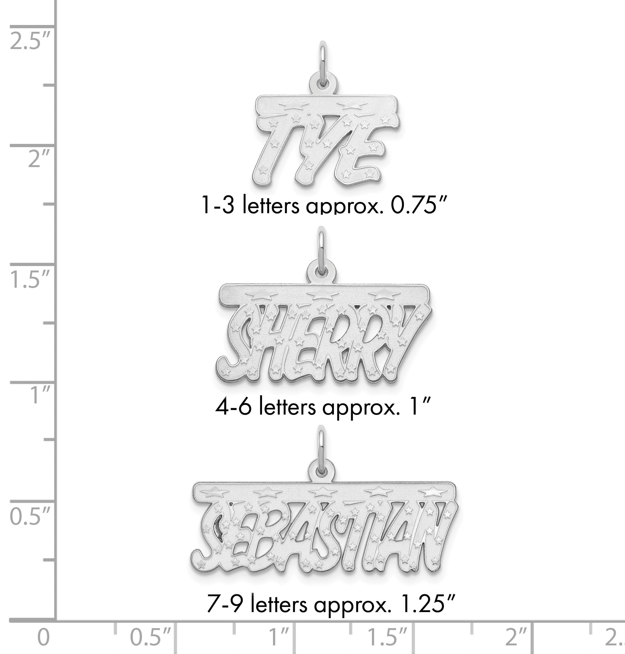 Sterlingsilber Silber/rhodiniert Satiniert Sterne Name Platte