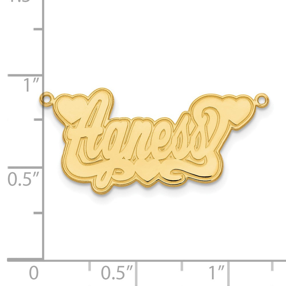 14K Gelbgold Geätzt Herzen Name Platte