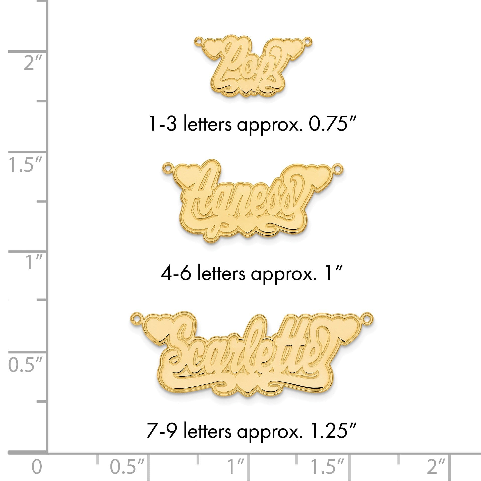 14K Gelbgold Geätzt Herzen Name Platte