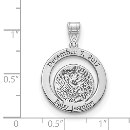 14K Weißgold Date und Fingerprint Anhänger