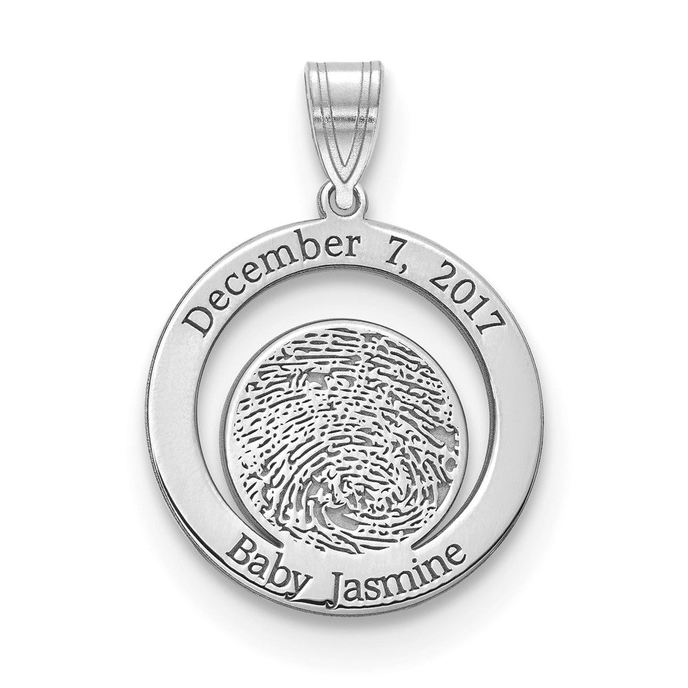 14K Weißgold Date und Fingerprint Anhänger