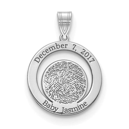 14K Weißgold Date und Fingerprint Anhänger