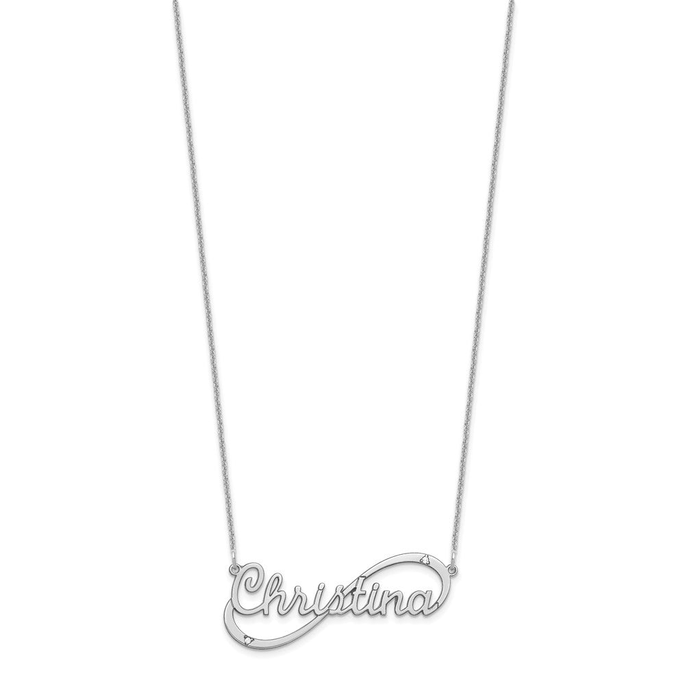 14K Weißgold 1 Name Unendlichkeit mit Diamanten Halskette