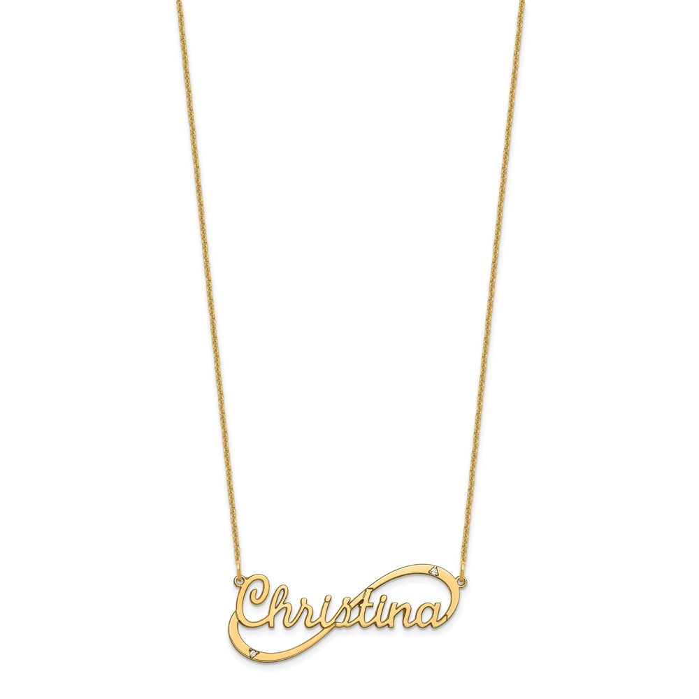 14K Gelbgold 1 Name Unendlichkeit mit Diamanten Halskette