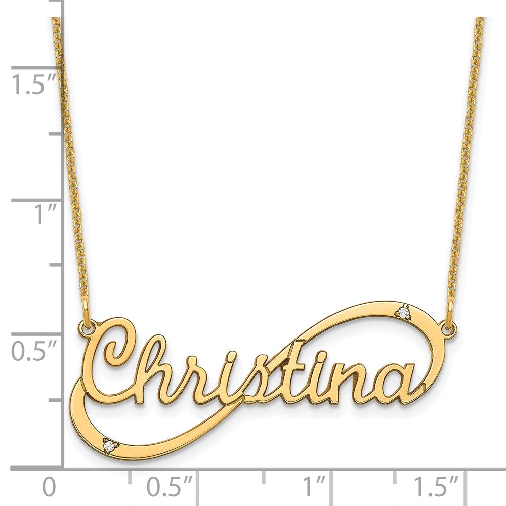 14K Gelbgold 1 Name Unendlichkeit mit Diamanten Halskette