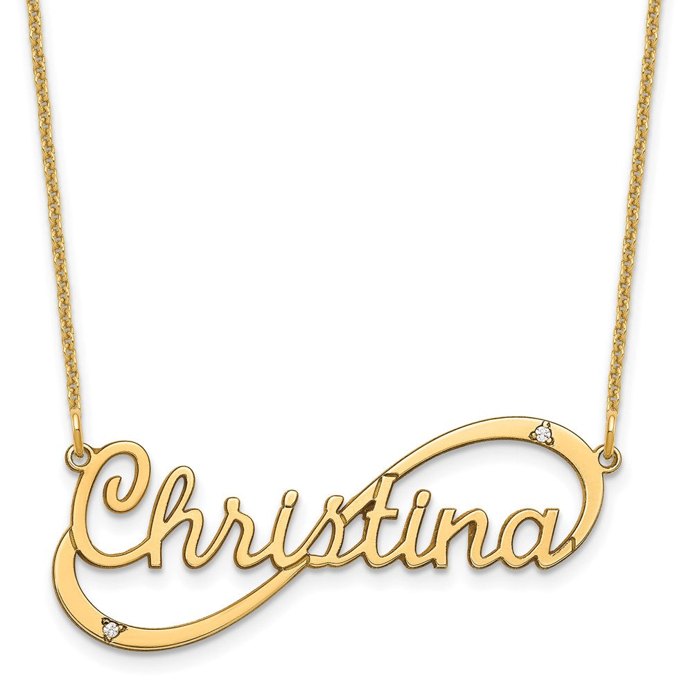 14K Gelbgold 1 Name Unendlichkeit mit Diamanten Halskette