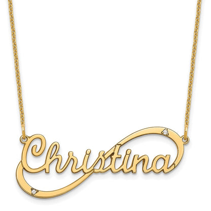 14K Gelbgold 1 Name Unendlichkeit mit Diamanten Halskette