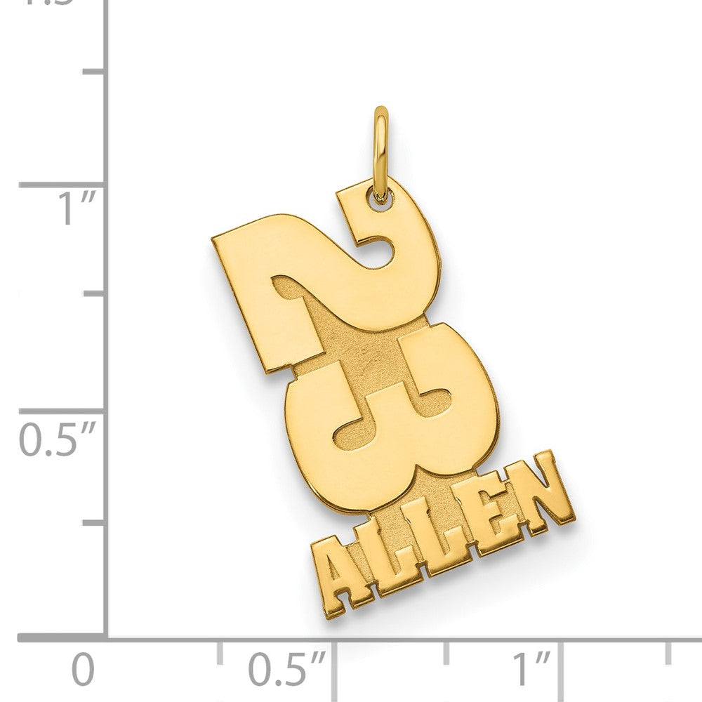 14K Gelbgold Stacked Zahl und Name Charm