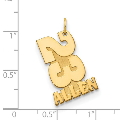 14K Gelbgold Stacked Zahl und Name Charm