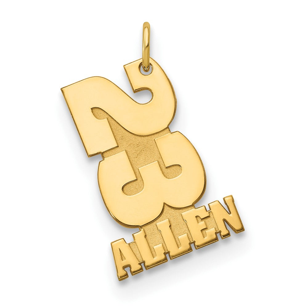 14K Gelbgold Stacked Zahl und Name Charm
