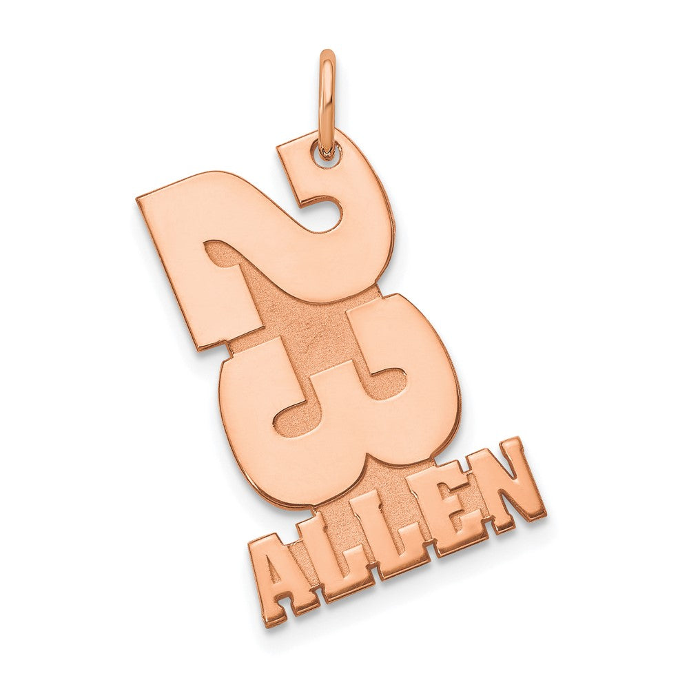14K Roségold Stacked Zahl und Name Charm