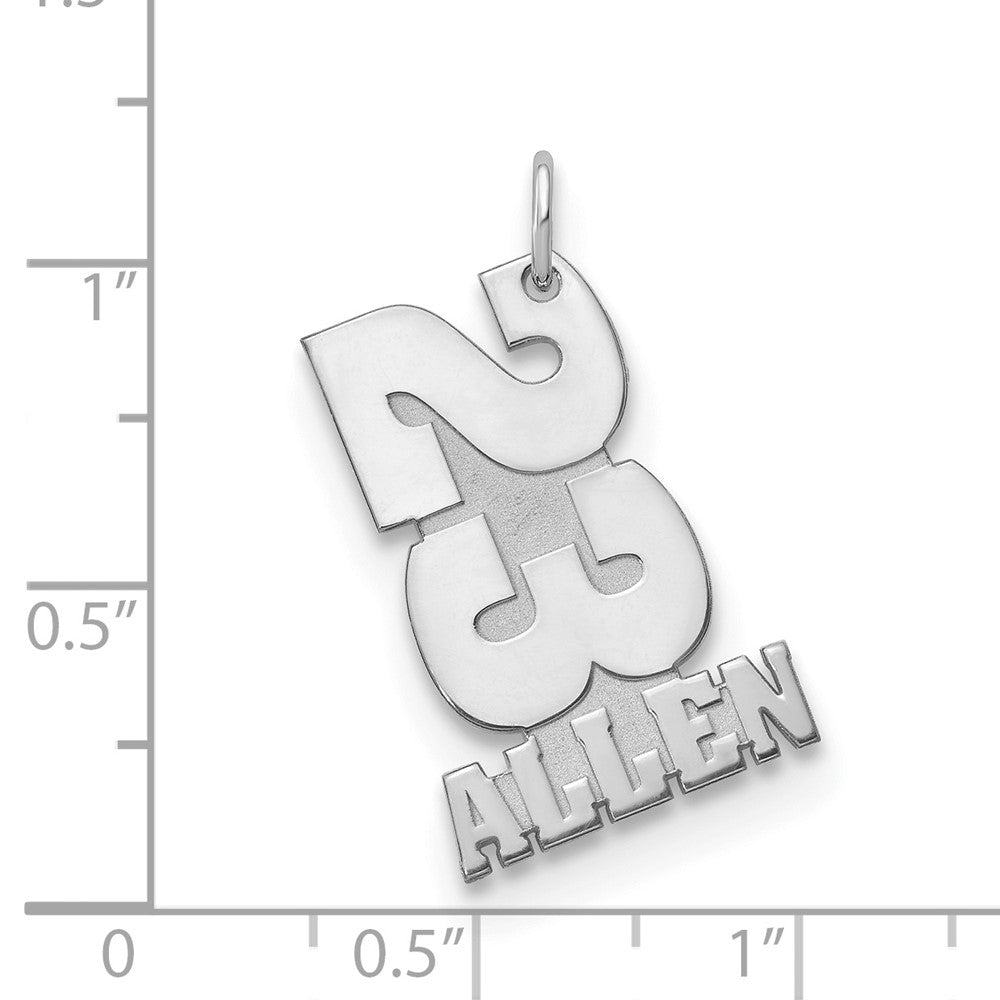 14K Weißgold Stacked Zahl und Name Charm