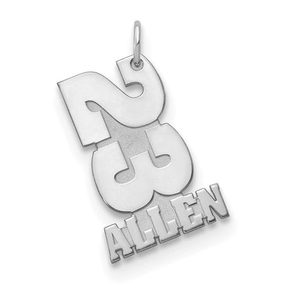 14K Weißgold Stacked Zahl und Name Charm