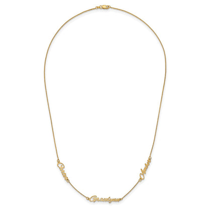 14K Gelbgold Gebürstet 3 Name Halskette