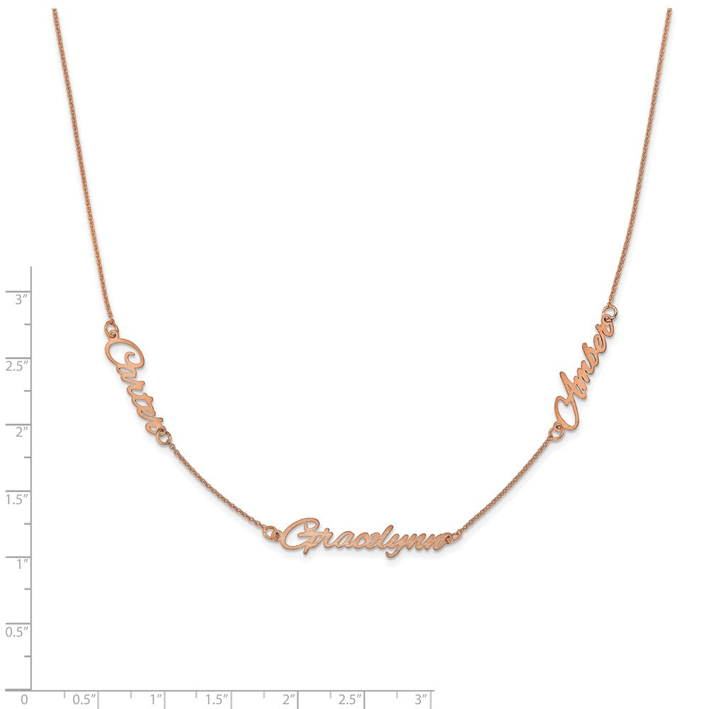 14K Roségold Gebürstet 3 Name Halskette