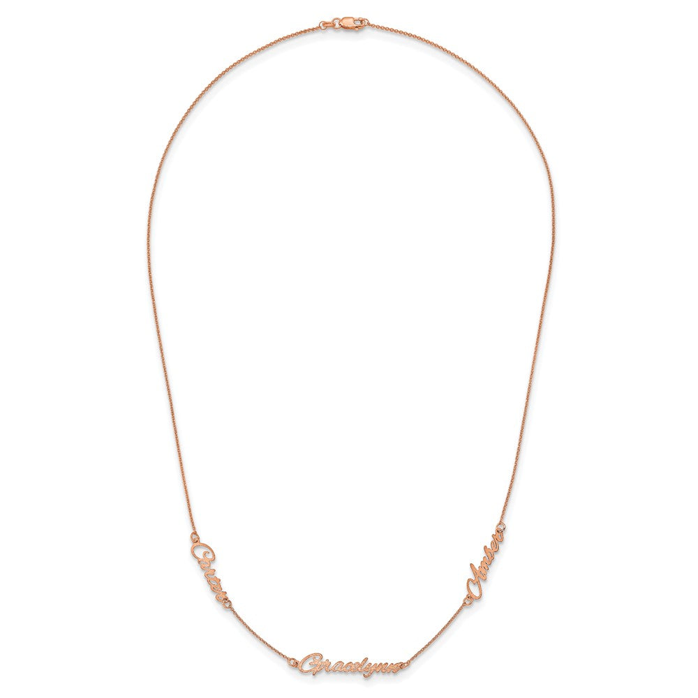 Roségoldbeschichtet Sterlingsilber /rose Gebürstet 3 Name Halskette