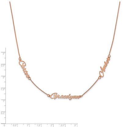 Roségoldbeschichtet Sterlingsilber /rose Gebürstet 3 Name Halskette
