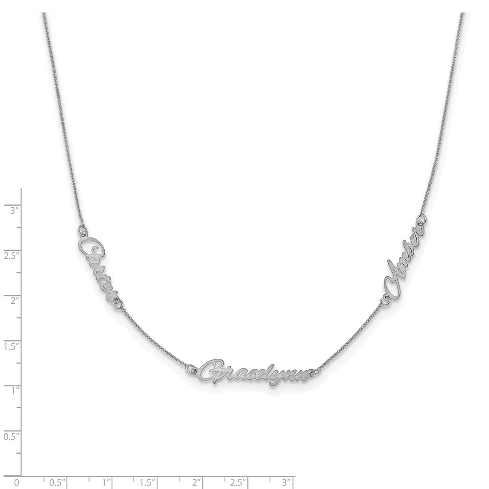 Sterlingsilber Silber/rhodiniert Gebürstet 3 Name Halskette
