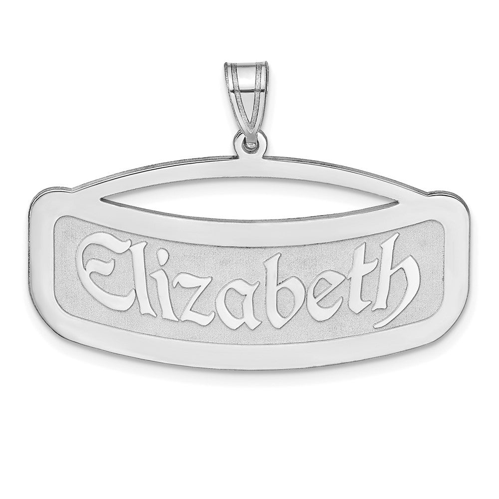 Sterlingsilber Silber/rhodiniert Gebogen Name Platte Anhänger