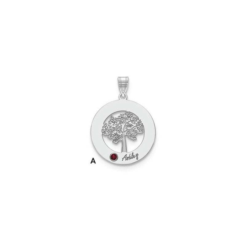 14K Weißgold 14kw Familie Baum Kreis 1 Names & Birthstones mit 18K Rhodiniert Zargenfassung