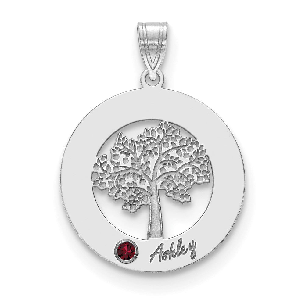 14K Weißgold 14kw Familie Baum Kreis 1 Names & Birthstones mit 18K Rhodiniert Zargenfassung