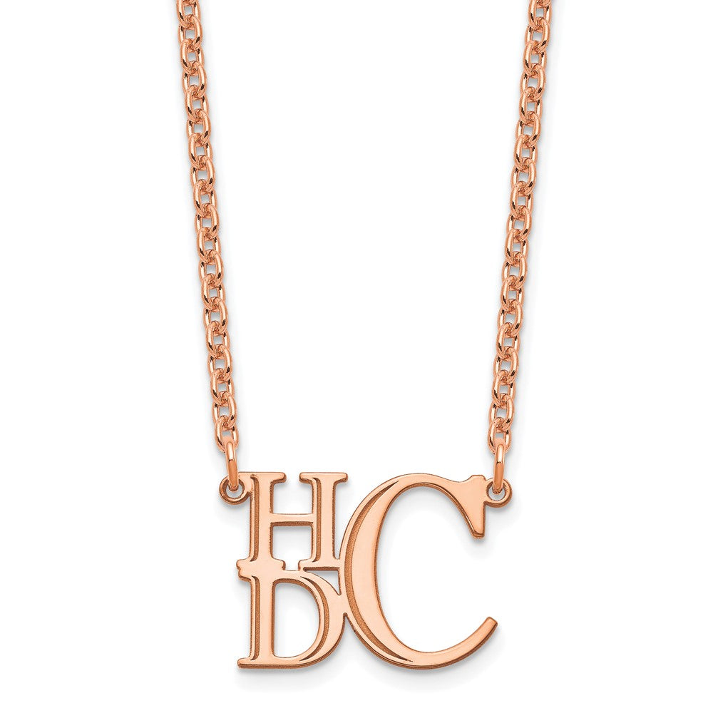 Roségoldbeschichtet Sterlingsilber /rose Halb Stacked Monogramm Halskette